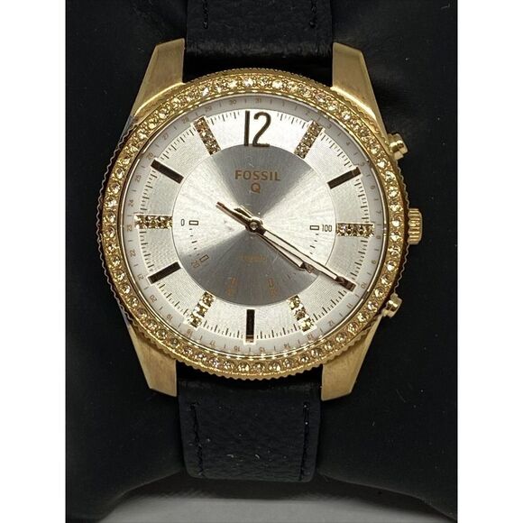 Fossil FTW5016 Women's Black Leather White Analog Dial Hybrid Smart Watch XX786 - Picture 2 of 12